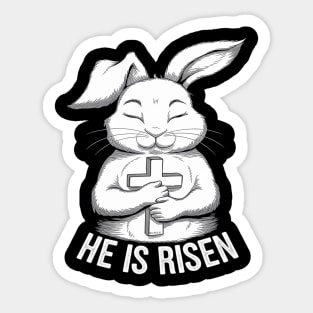 Easter Christian He Is Risen Jesus Cross Rabbit Men Women Sticker